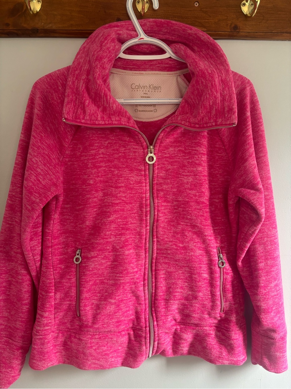 Calvin Klein Hot Pink Plush Zip Hoodie